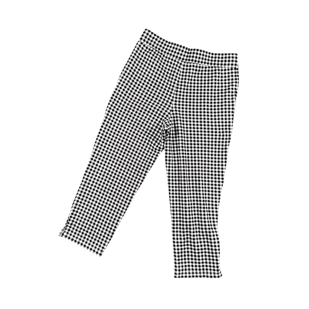 Belle Kim Gravel Gingham Capri Pants XXS Black White Cropped Minimal Casual‎ - Picture 2 of 8